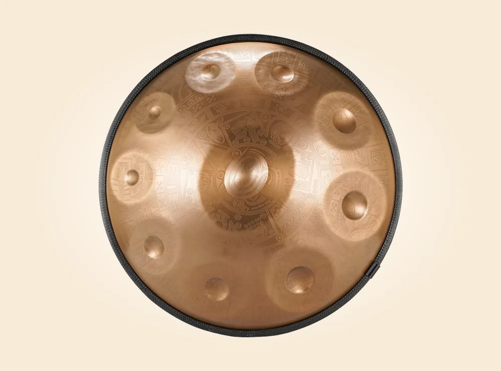 Custom handpan geometric gold pattern finish reference for OEM discussion