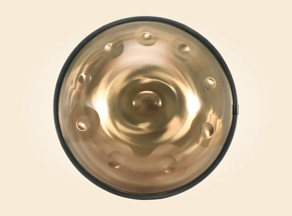 Custom handpan polished storm gold finish reference for OEM order
