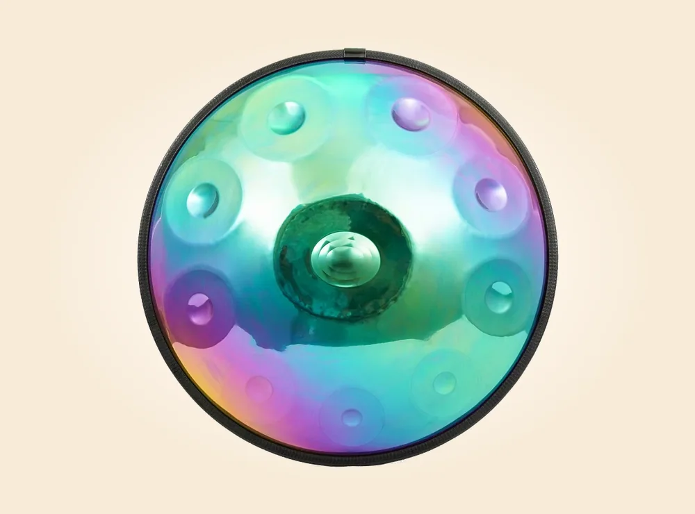 Custom handpan rainbow gradient finish reference for OEM color discussion