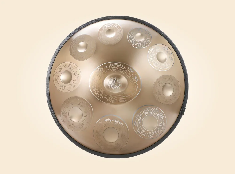 Custom handpan white line pattern surface detail for finish discussion